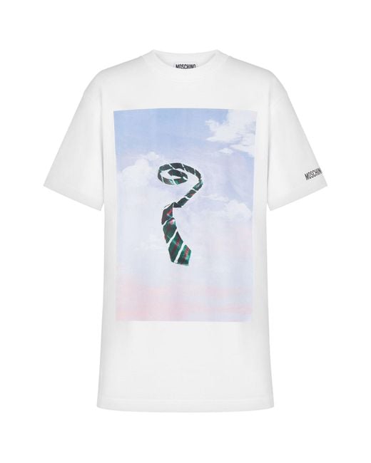 Moschino White Graphic-Print Cotton T-Shirt