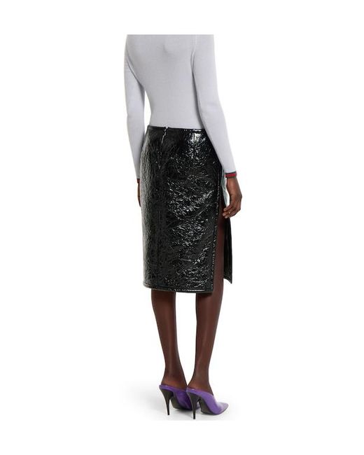 Gucci Black Shiny Leather Skirt