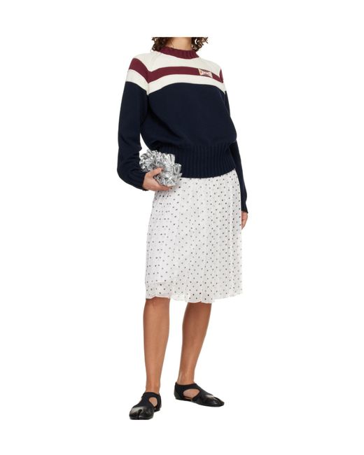 Marni Blue Contrast Stripe Cotton Sweater