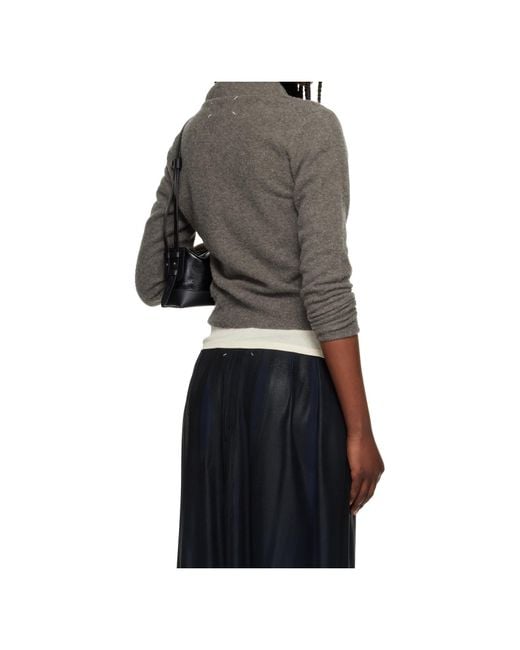 Maison Margiela Blue Taupe Brushed Wool Polo