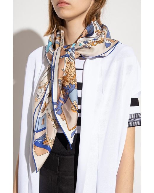 Ferragamo Blue Logo Scarf