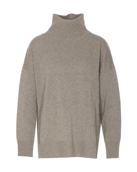 Roberto Collina Gray Turtleneck Long-Sleeved Sweater