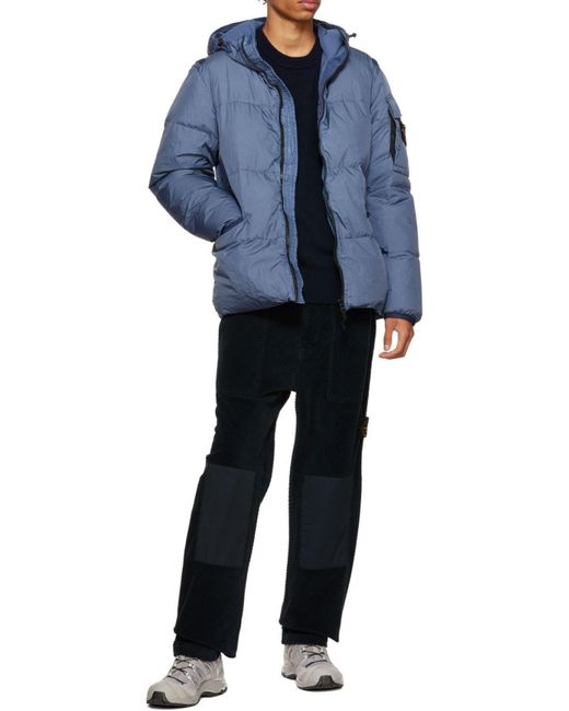 Stone Island Blue Compass-Patch Knitted Jumper for men