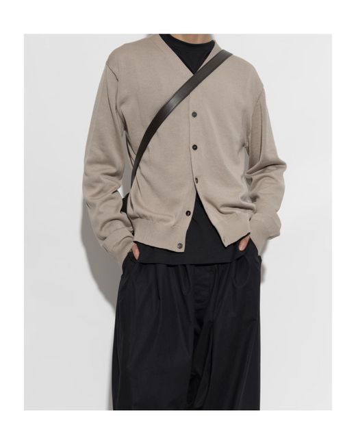 Jacquemus Gray V-Neck Long-Sleeved Knit Top for men