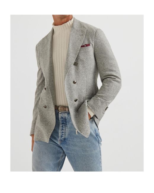 Brunello Cucinelli Gray Prince Of Wales Blazer for men