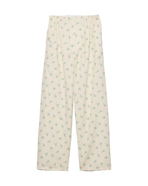 Prada White Floral Print Old Canvas Pants