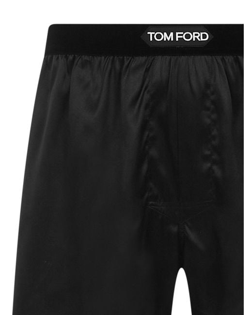 Tom Ford Black Logo-Waistband Stretched Satin Boxers for men