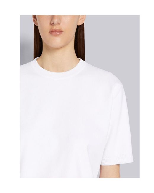 Thom Browne White Rwb Intarsia-Knit Crewneck T-Shirt