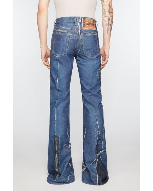 Acne Blue High-Rise Bootcut Jeans for men