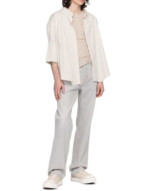AMI White Ami Mandarin Collar Buttoned Shirt for men