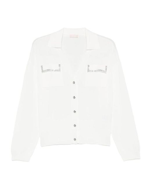 Liu Jo White Embellished Pocket Cardigan