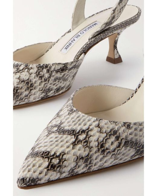 Manolo Blahnik White Pattern High Heels