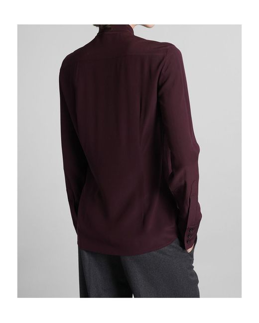 Stella McCartney Blue Silk Shirt Long-Sleeved Bow-Tie Shirt