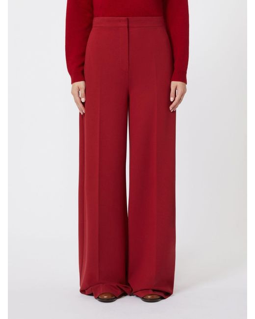 Max Mara Red High-Rise Wide-Leg Pants