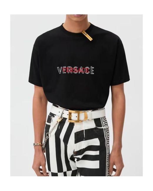 Versace Black Logo Print T-Shirt for men