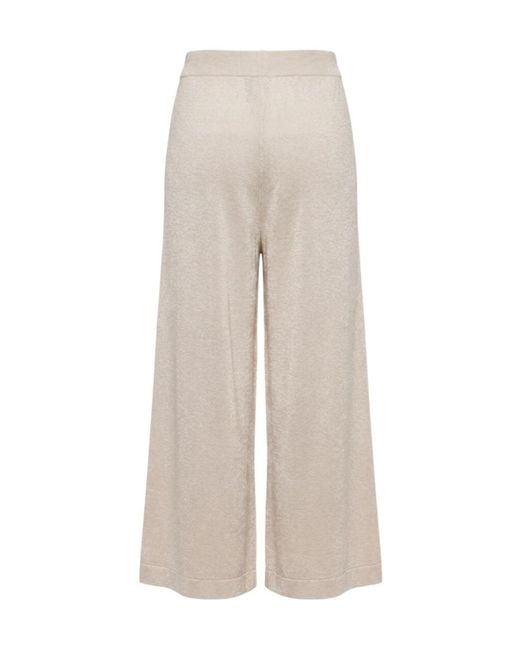 Peserico White Lurex-Detailed Wide-Leg Trousers