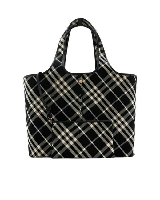 Burberry Black Medium Vintage Check Top Handle Bag