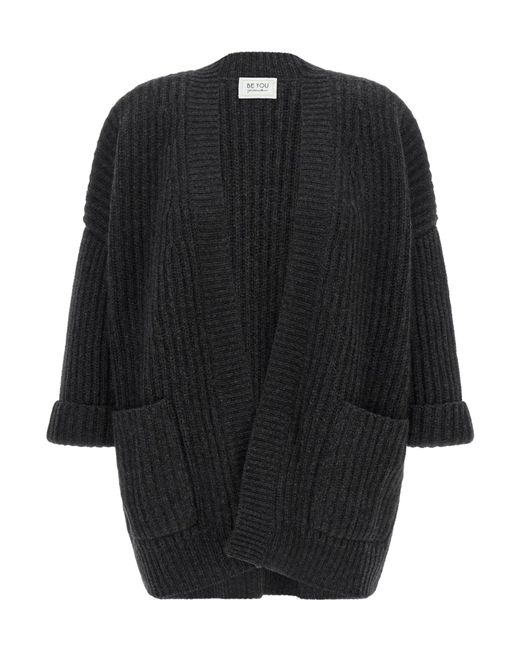 Be You Black Oversized Ribbed Cardigan