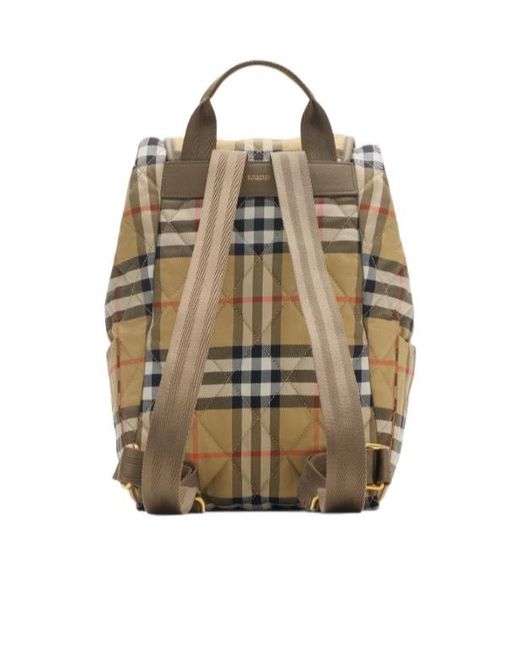Burberry Natural Horseshoe Checked Quilted Backpack for men