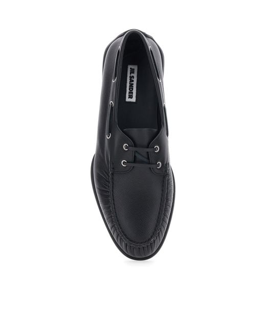 Jil Sander Black Ruched Detailed Loafers for men