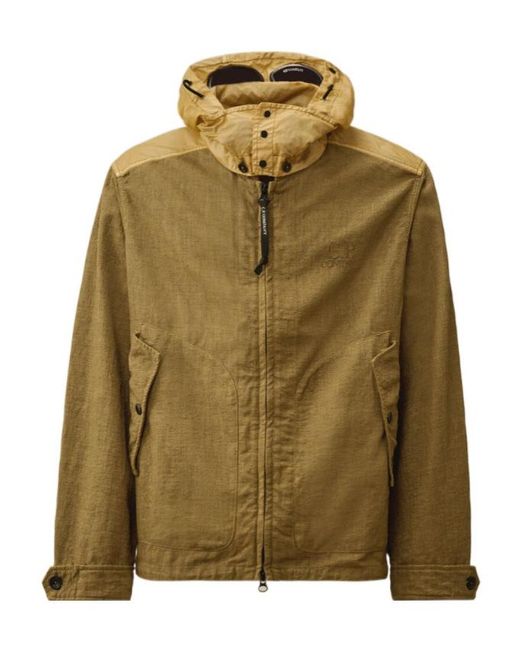 C P Company Green Goggle-Detail Rafia-R Jacket for men