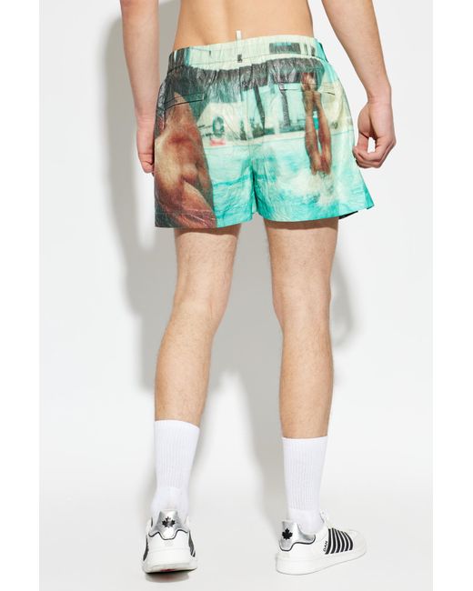 DSquared² Green X Tom Bianchi Printed Shorts for men