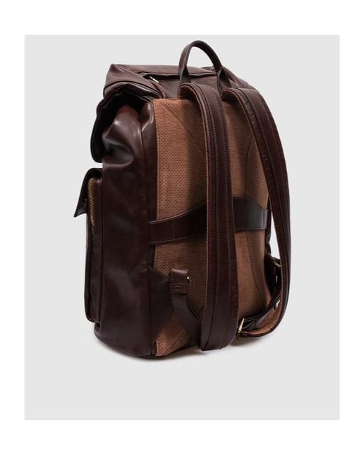 Brunello Cucinelli Multicolor Logo Embossed Backpack for men