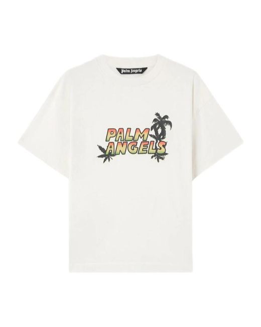 Palm Angels White Logo-Graphic T-Shirt for men