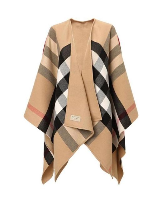 Burberry Natural Reversible Check Merino Wool Poncho