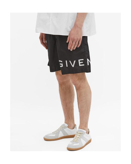 Givenchy Black Logo Printed Swim Shorts for men