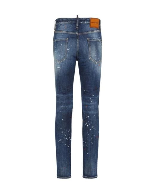 DSquared² Blue Logo Patch Distressed Jeans for men