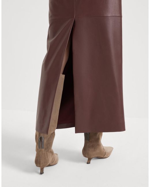 Brunello Cucinelli Brown Long Column Skirt