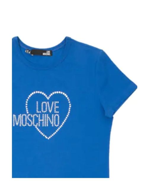 Moschino Blue T-Shirt With Round Neck And Short Sleeves