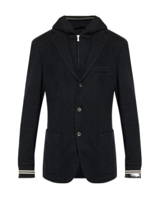 Eleventy Blue Jacket With Detachable Hood for men