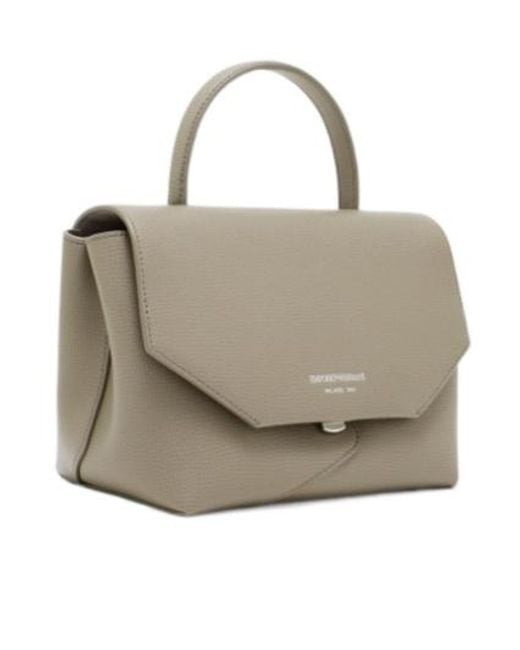 Emporio Armani Gray Grained-Leather Mini Tote Bag