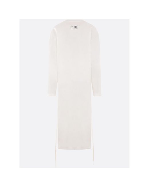 MM6 by Maison Margiela White Drop Shoulder Long T-Shirt