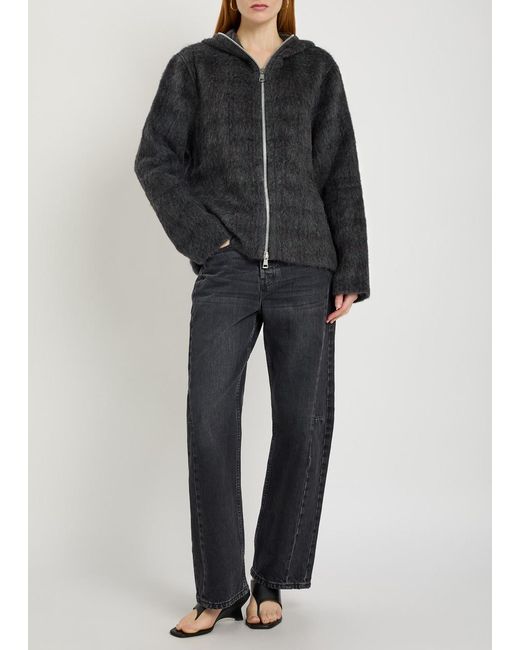 Our Legacy Black Checked Zip-Through Brushed Wool-Blend Jumper