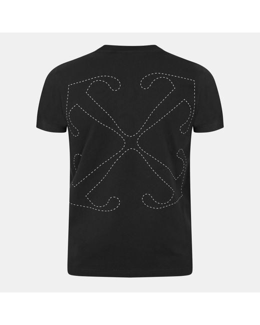 Off-White c/o Virgil Abloh Black Graphic Print Cotton Crew Neck T-Shirt for men