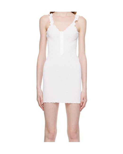 Alexander Wang White Suspender Three-Button Dress