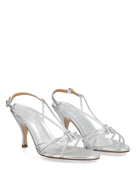Aeyde White Solange Knot-Detailed Sandals
