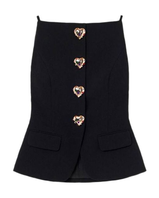 Self-Portrait Black Wool Crepe Top