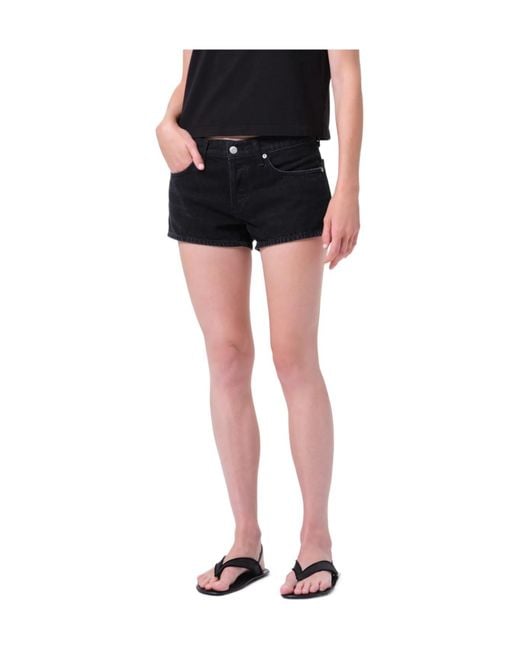 Agolde Black Low Rise Parker Short (Weightless)