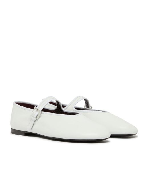 The Row White Round Head Ballet Shoes