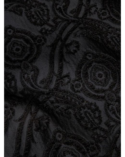 Etro Black Chenille Jacquard Belted Coat