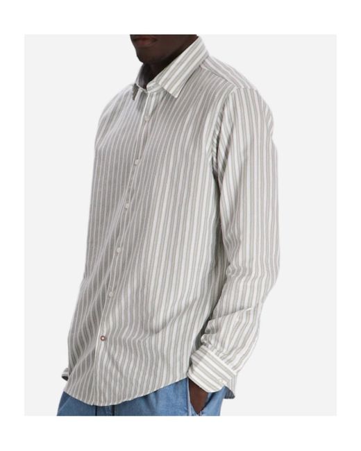Boss White Striped Button-Up Shirt for men