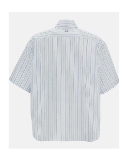 Wooyoungmi White Striped Short-Sleeved Shirt for men