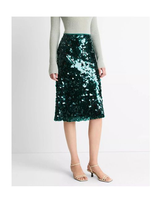 Vince Green Sequined Midi Skirt