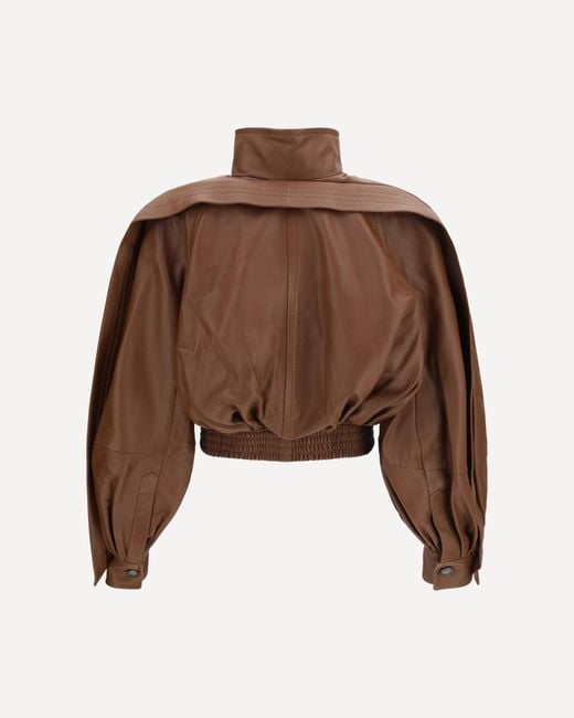Zimmermann Brown Long-Sleeve Leather Jacket