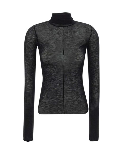 Elisabetta Franchi Black Sheer Turtleneck Knitted Sweater
