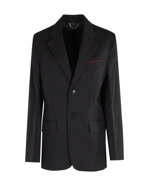 Victoria Beckham Black Pinstripe Single-Breasted Jacket
